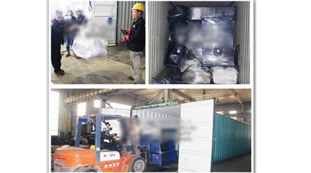 發(fā)往新加坡鋼板通過(guò)式型鋼_鋼板預(yù)處理線第二車(chē)裝車(chē)發(fā)貨現(xiàn)場(chǎng)