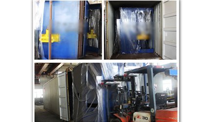 發(fā)往新加坡通過(guò)式型鋼_鋼板預(yù)處理線裝車(chē)發(fā)貨現(xiàn)場(chǎng)